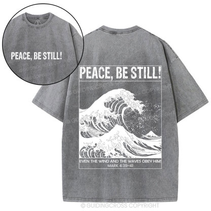 Peace Be Still Ocean Waves Christian Washed T-Shirt