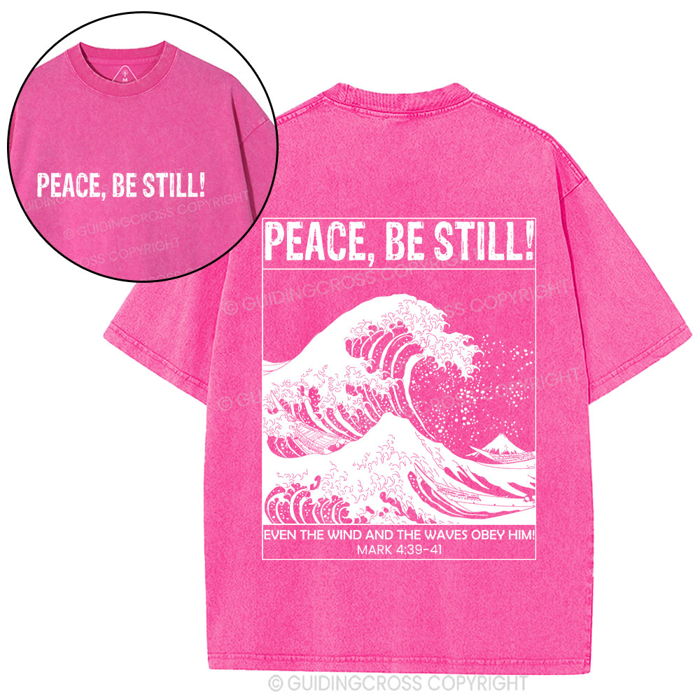 Peace Be Still Ocean Waves Christian Washed T-Shirt