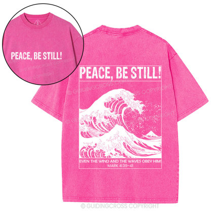 Peace Be Still Ocean Waves Christian Washed T-Shirt