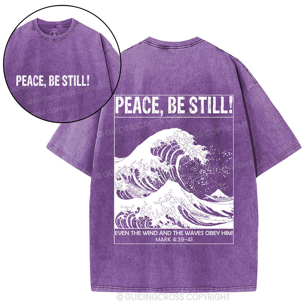 Peace Be Still Ocean Waves Christian Washed T-Shirt