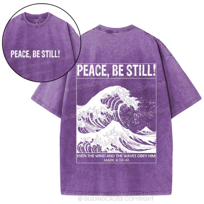 Peace Be Still Ocean Waves Christian Washed T-Shirt