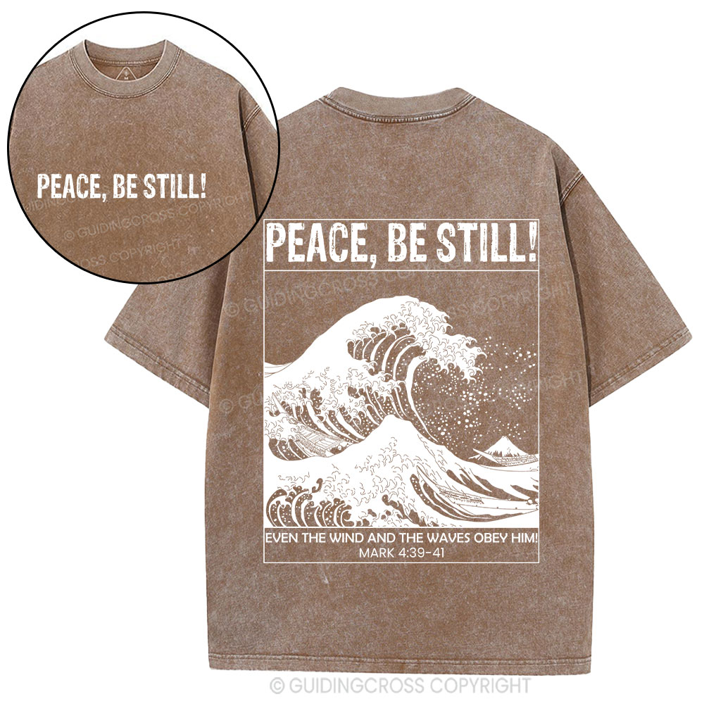 Peace Be Still Ocean Waves Christian Washed T-Shirt