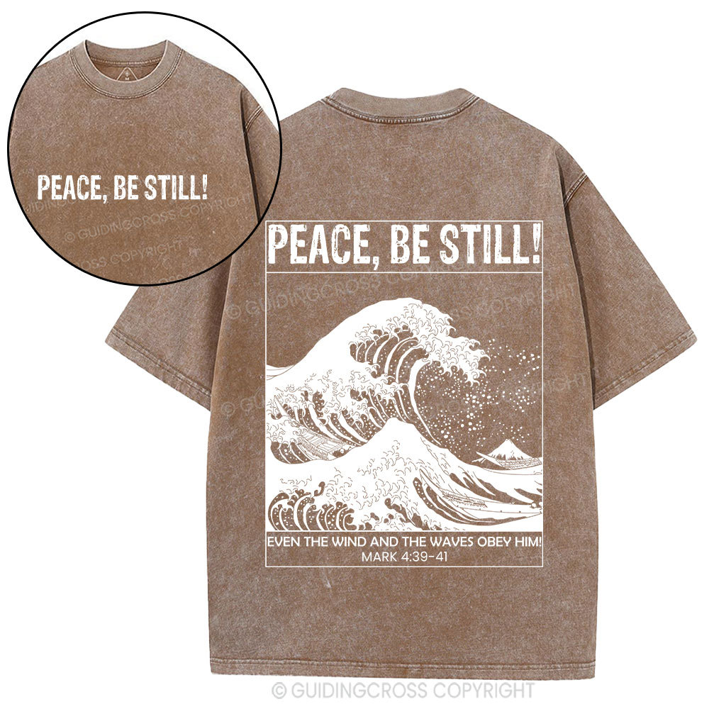 Peace Be Still Ocean Waves Christian Washed T-Shirt