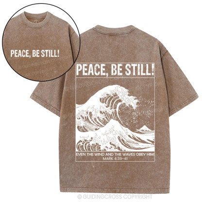 Peace Be Still Ocean Waves Christian Washed T-Shirt
