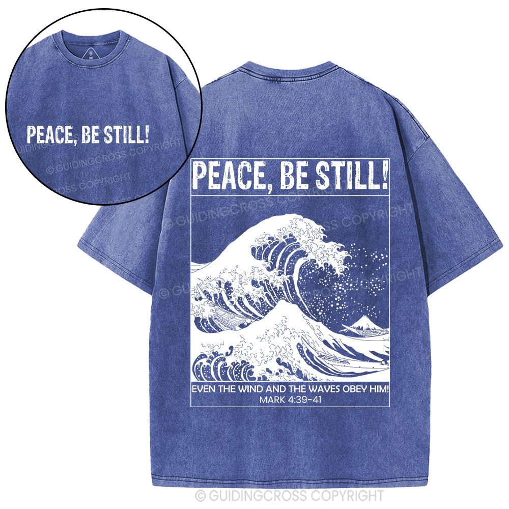 Peace Be Still Ocean Waves Christian Washed T-Shirt