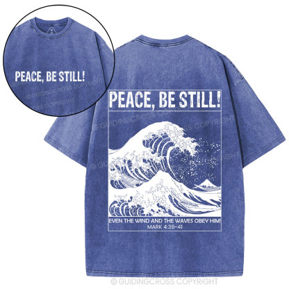 Peace Be Still Ocean Waves Christian Washed T-Shirt