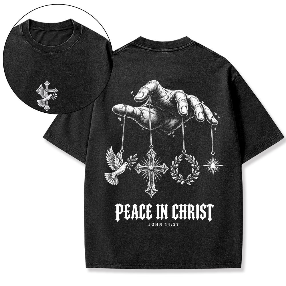 Peace In Christ Christian Washed T-Shirt