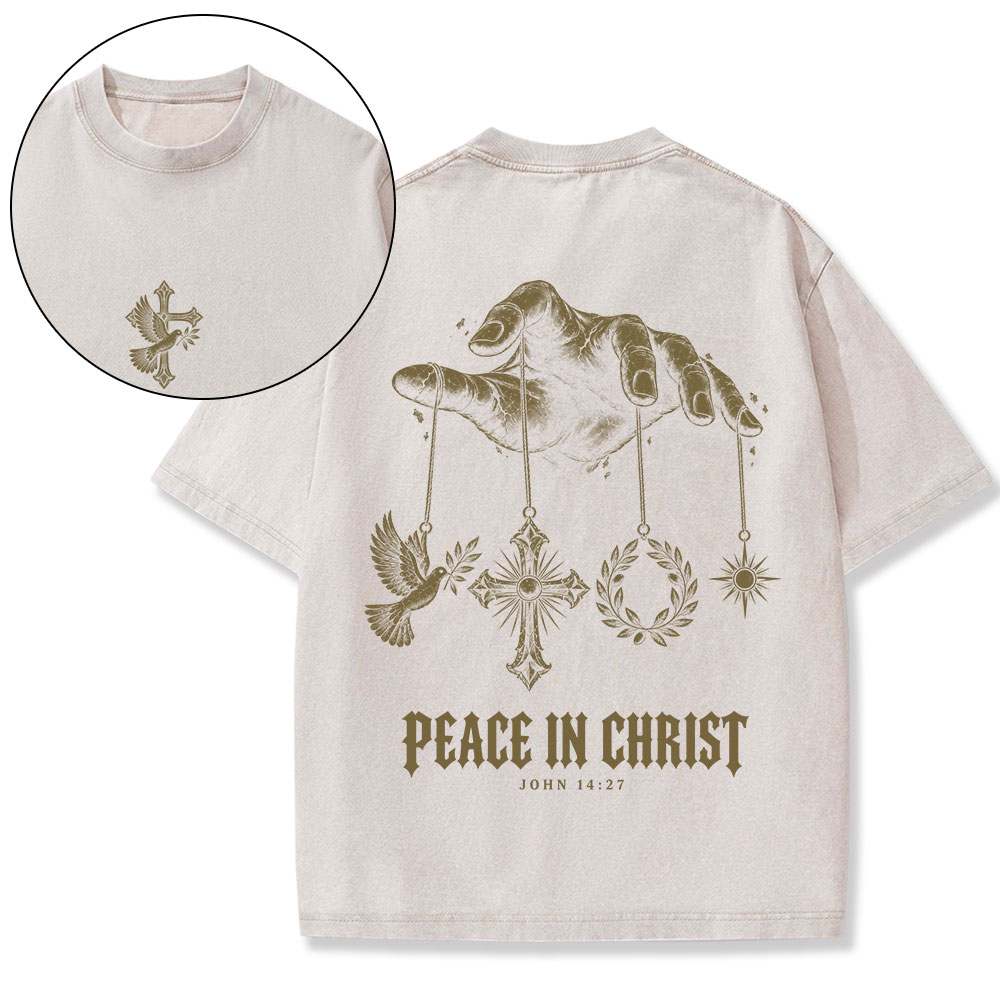 Peace In Christ Christian Washed T-Shirt
