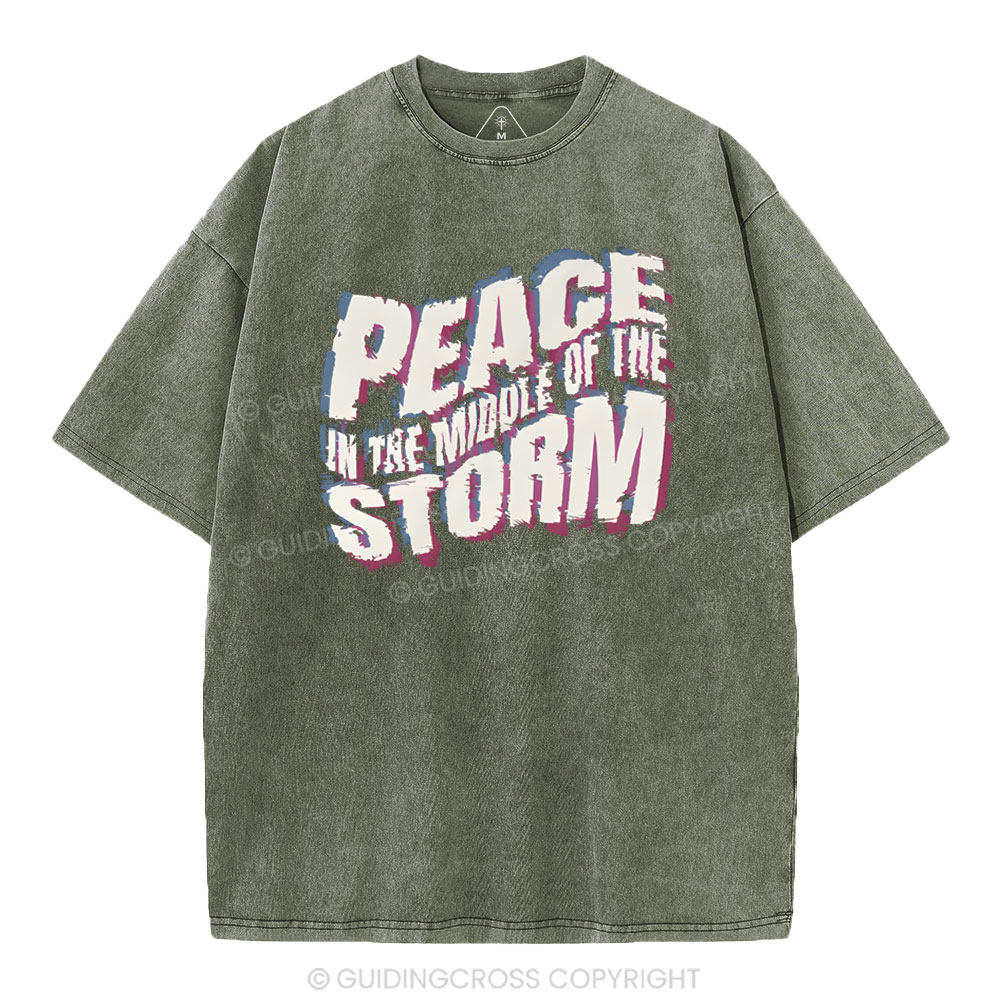 Peace In The Middle Of The Storm Christian Washed T-Shirt