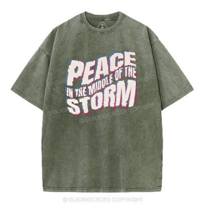Peace In The Middle Of The Storm Christian Washed T-Shirt