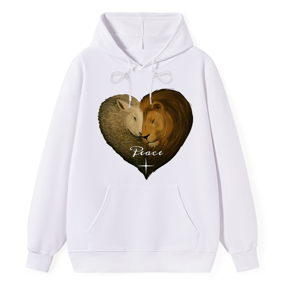 Peace Lion And Lamb Christian Hoodie Sale - GuidingCross