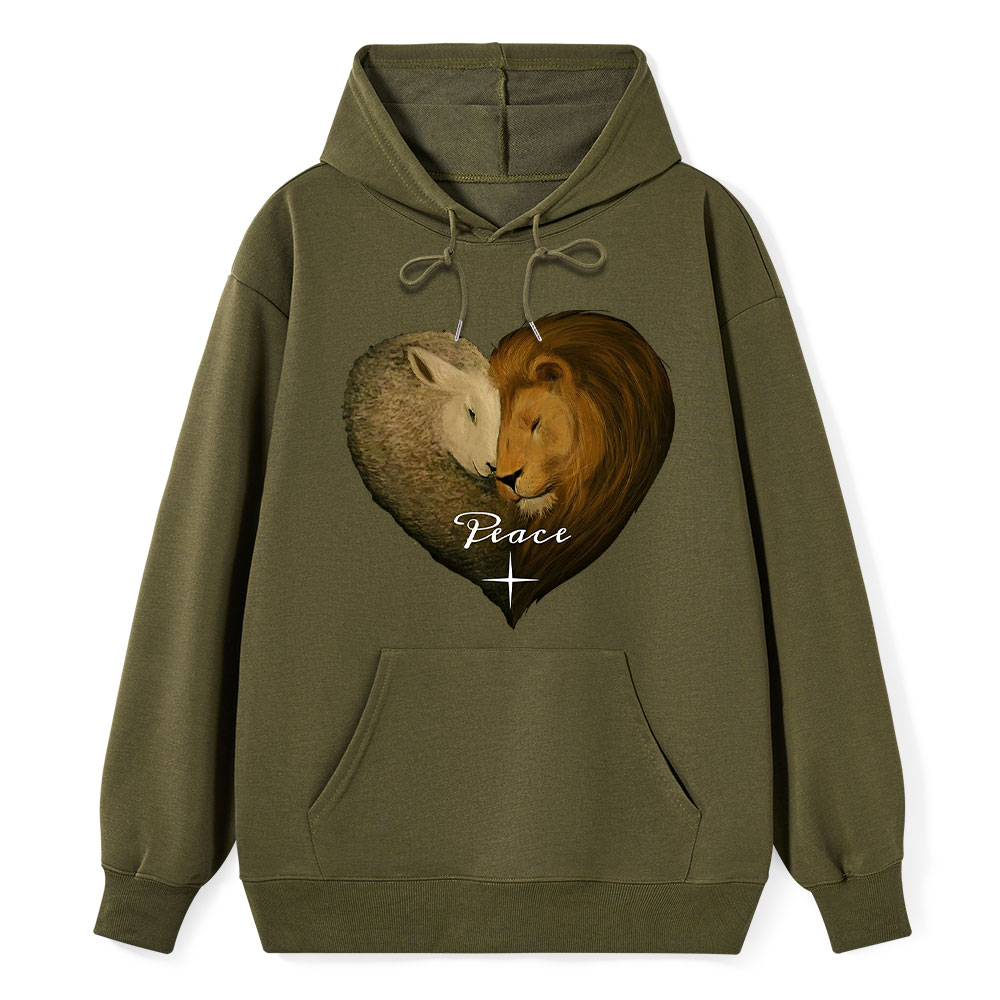 Peace Lion And Lamb Christian Hoodie