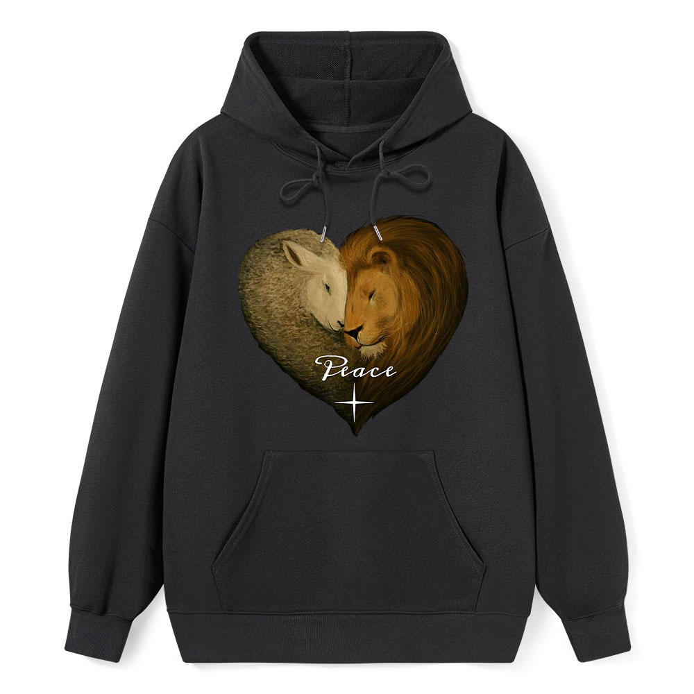 Peace Lion And Lamb Christian Hoodie