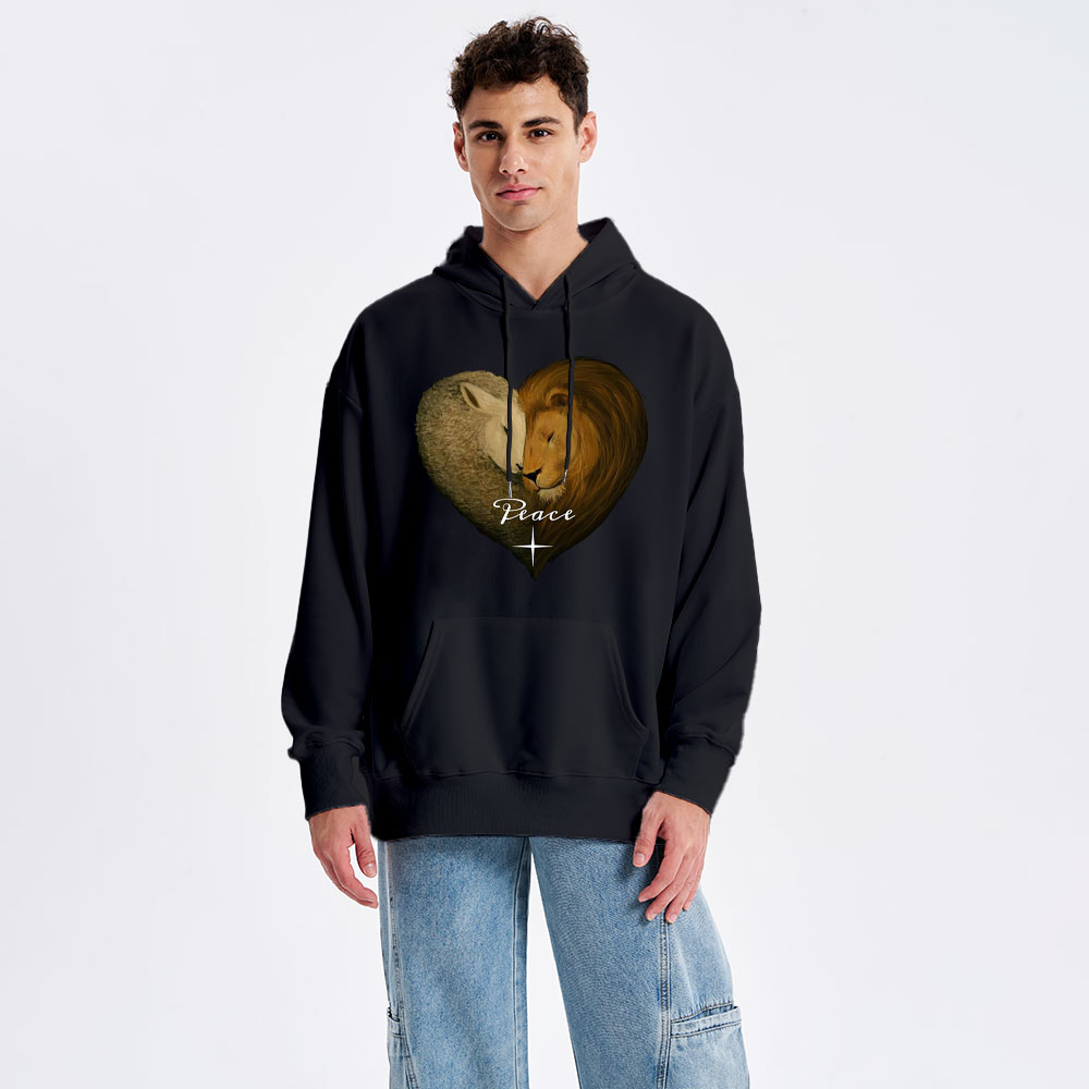 Peace Lion And Lamb Christian Hoodie