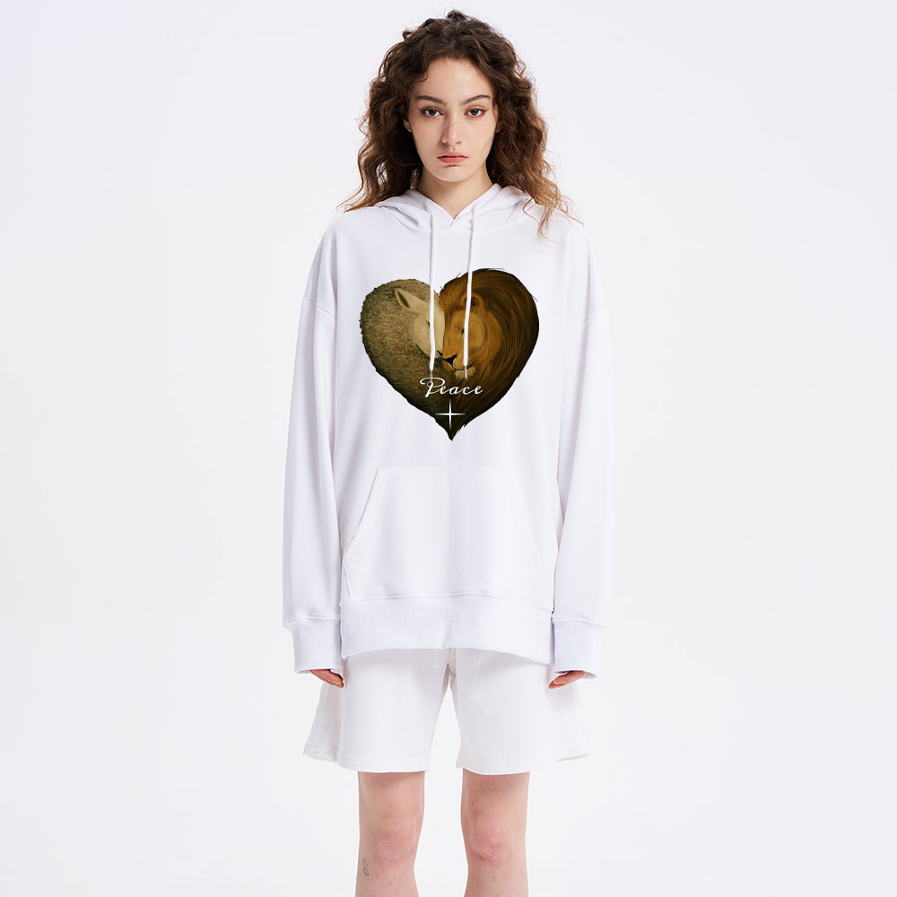Peace Lion And Lamb Christian Hoodie