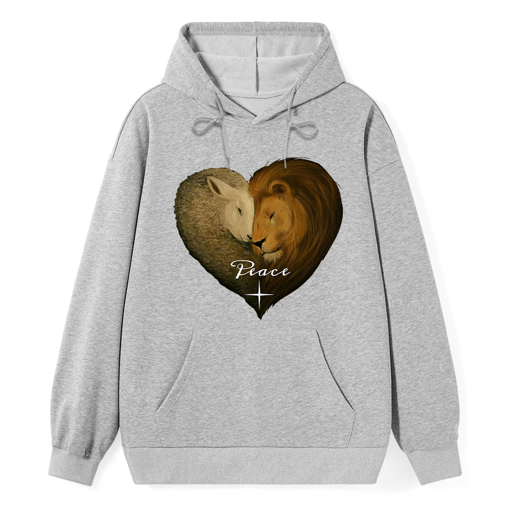 Peace Lion And Lamb Christian Hoodie