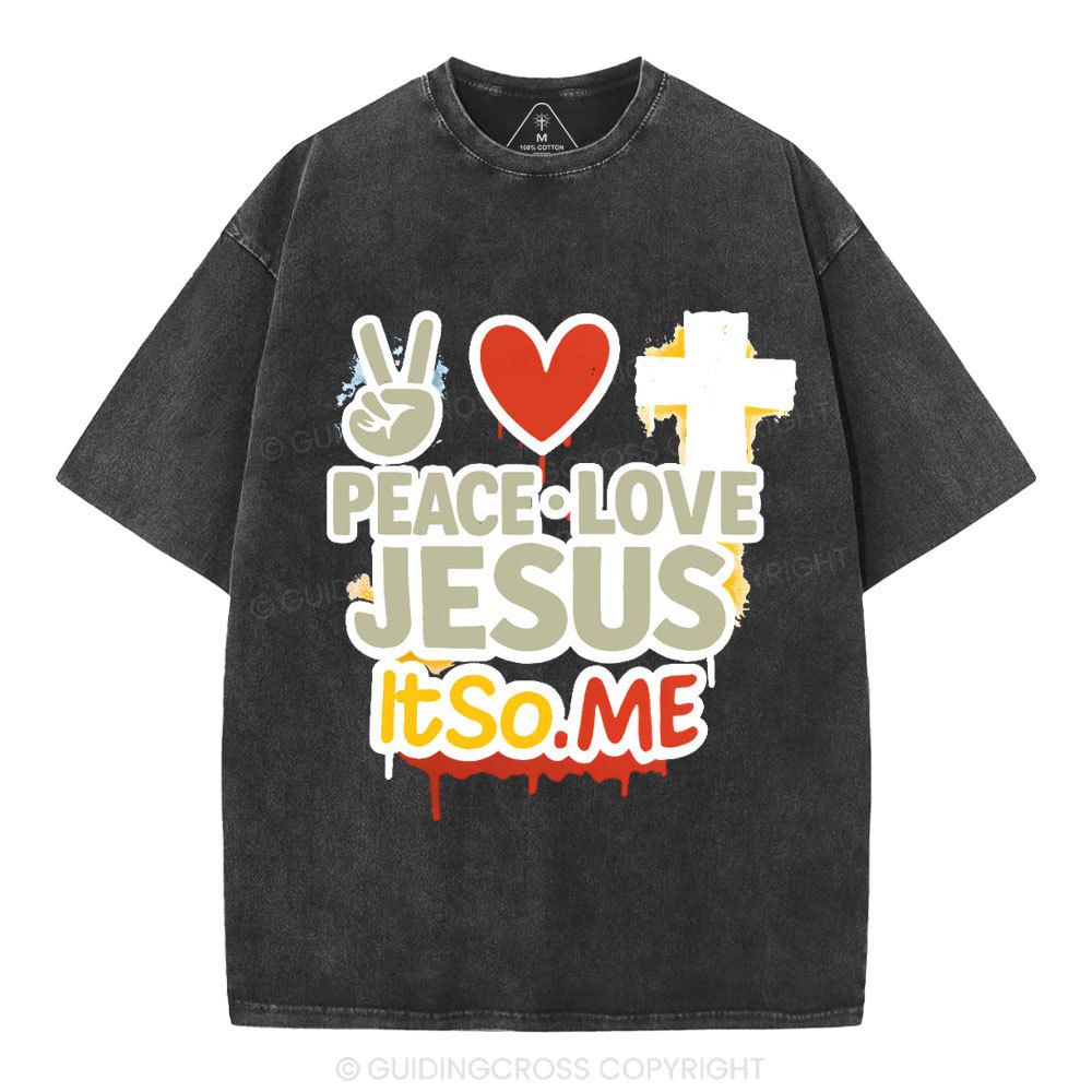 Peace Love Jesus Christian Washed T-Shirt