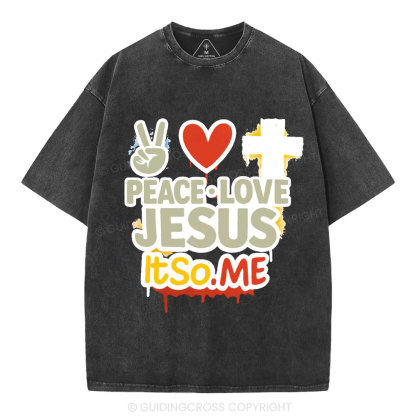 Peace Love Jesus Christian Washed T-Shirt