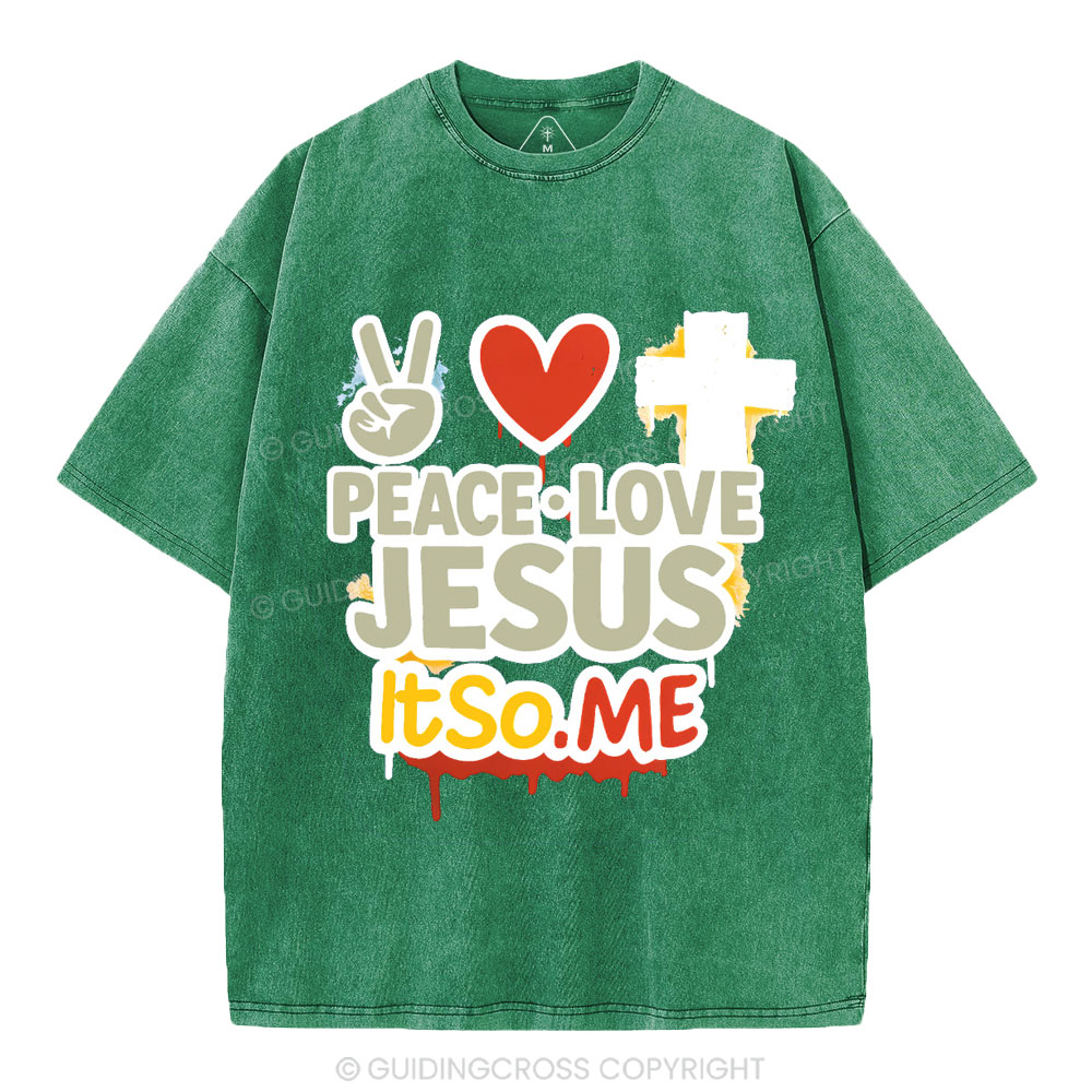 Peace Love Jesus Christian Washed T-Shirt