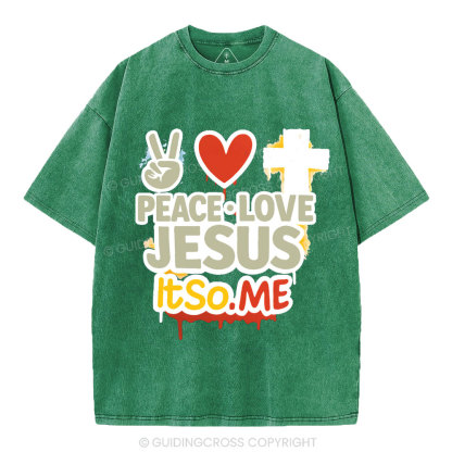 Peace Love Jesus Christian Washed T-Shirt