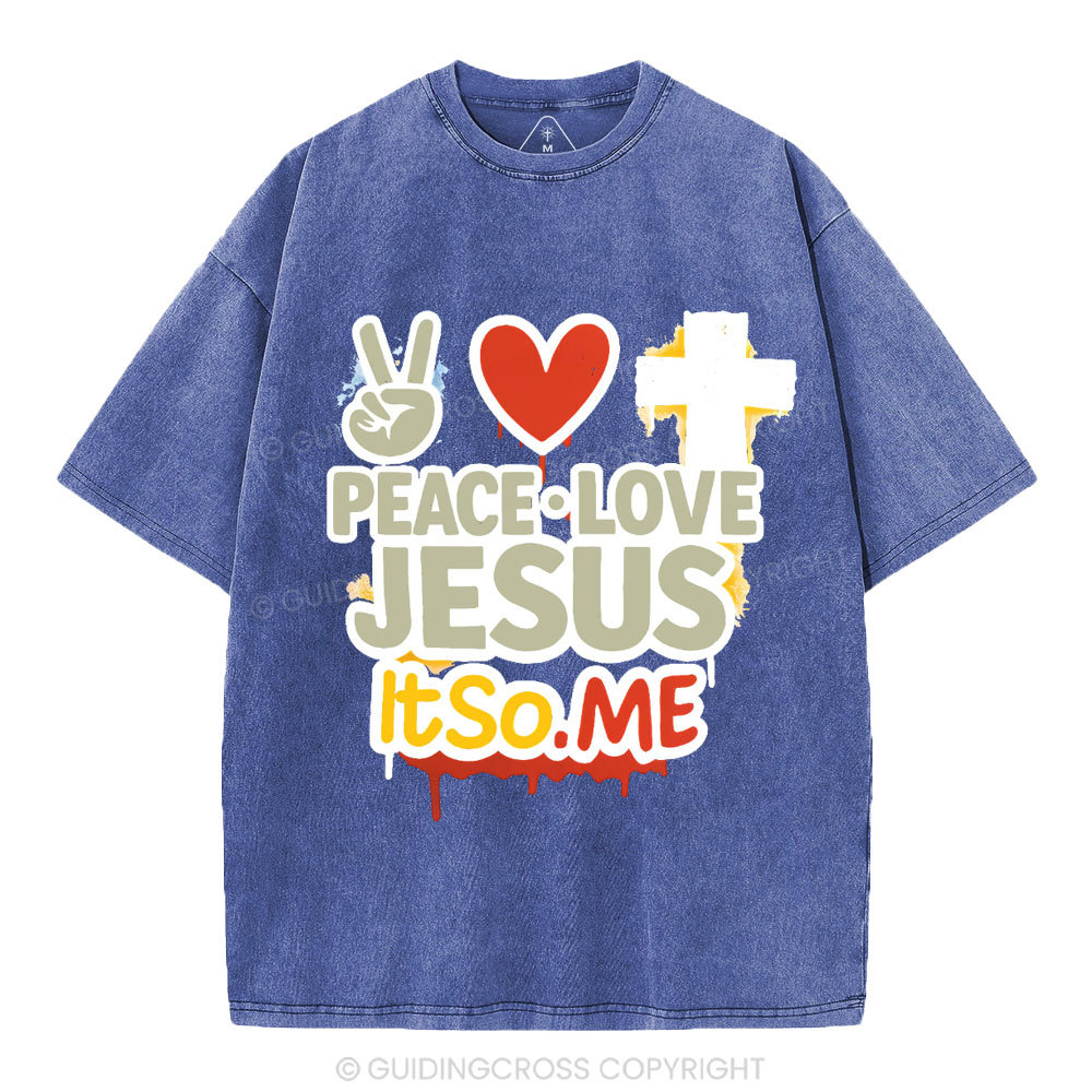 Peace Love Jesus Christian Washed T-Shirt