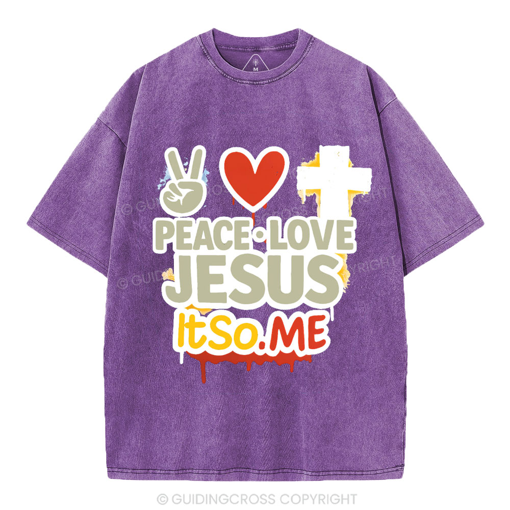 Peace Love Jesus Christian Washed T-Shirt