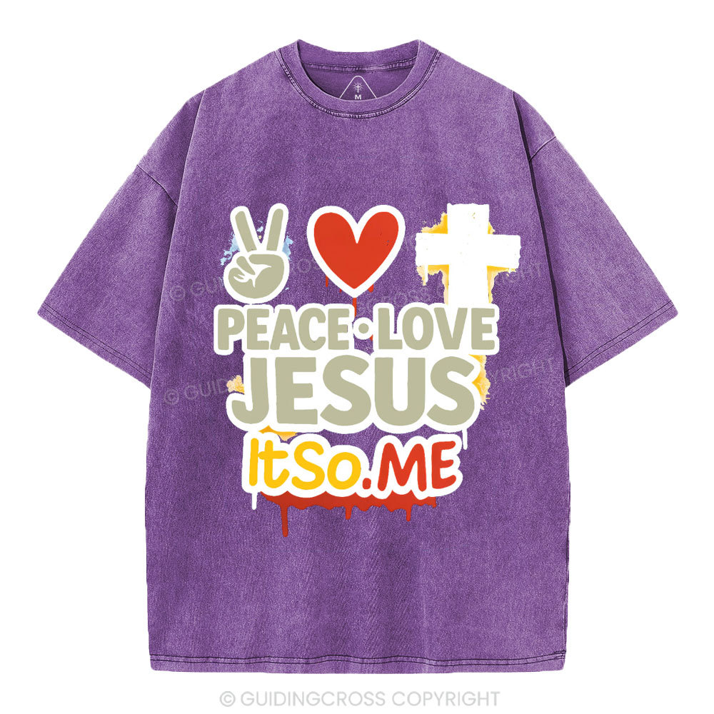 Peace Love Jesus Christian Washed T-Shirt