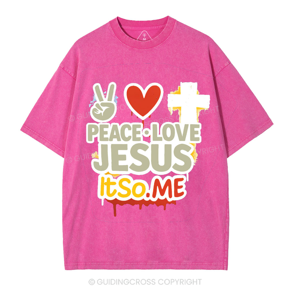 Peace Love Jesus Christian Washed T-Shirt