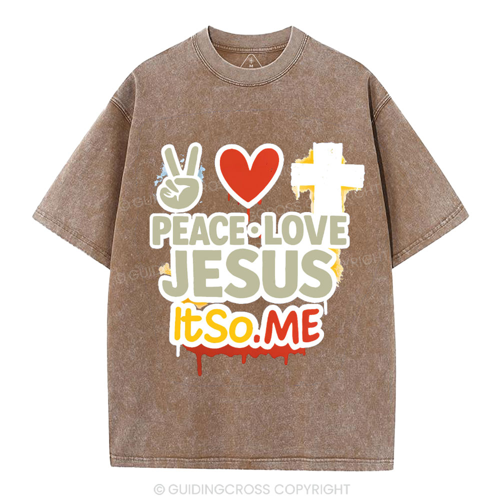 Peace Love Jesus Christian Washed T-Shirt
