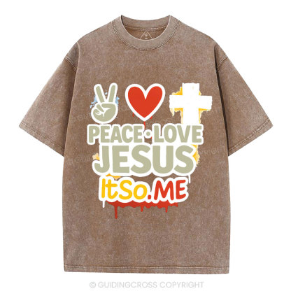 Peace Love Jesus Christian Washed T-Shirt