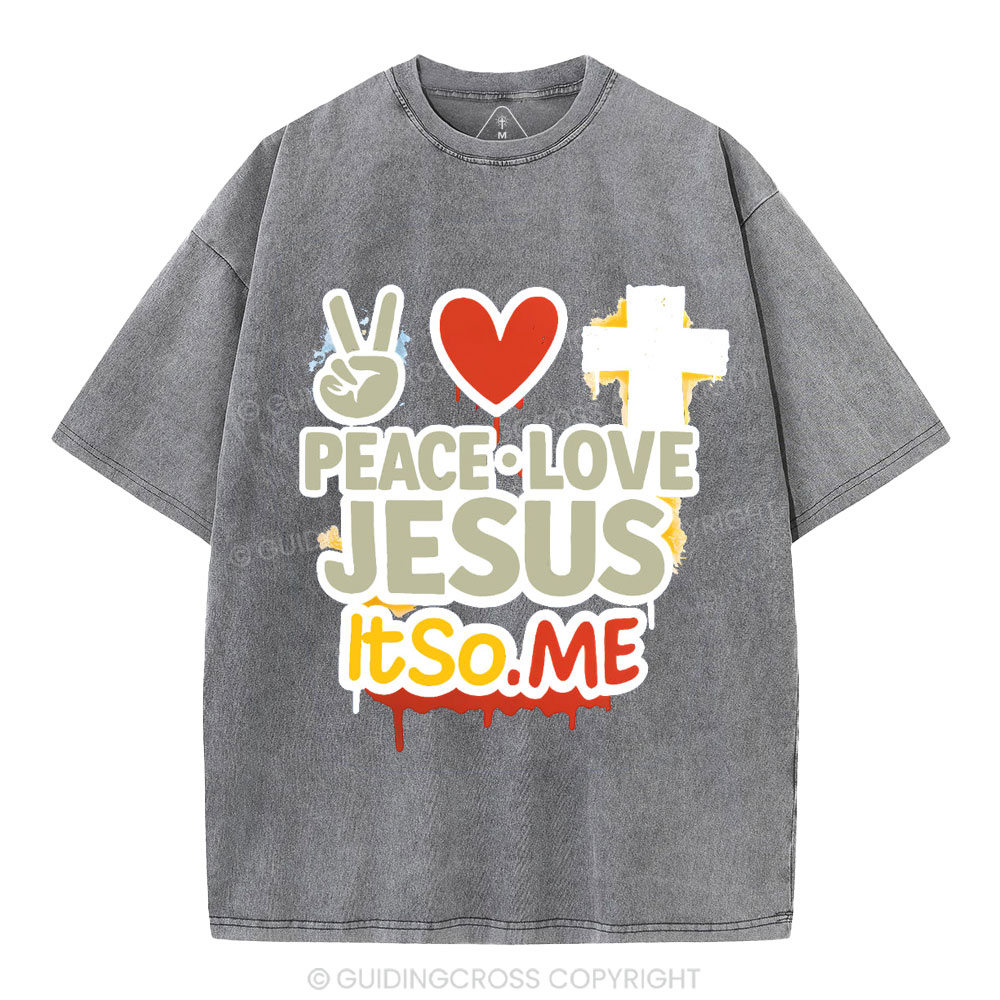 Peace Love Jesus Christian Washed T-Shirt