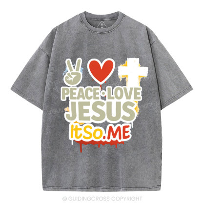 Peace Love Jesus Christian Washed T-Shirt