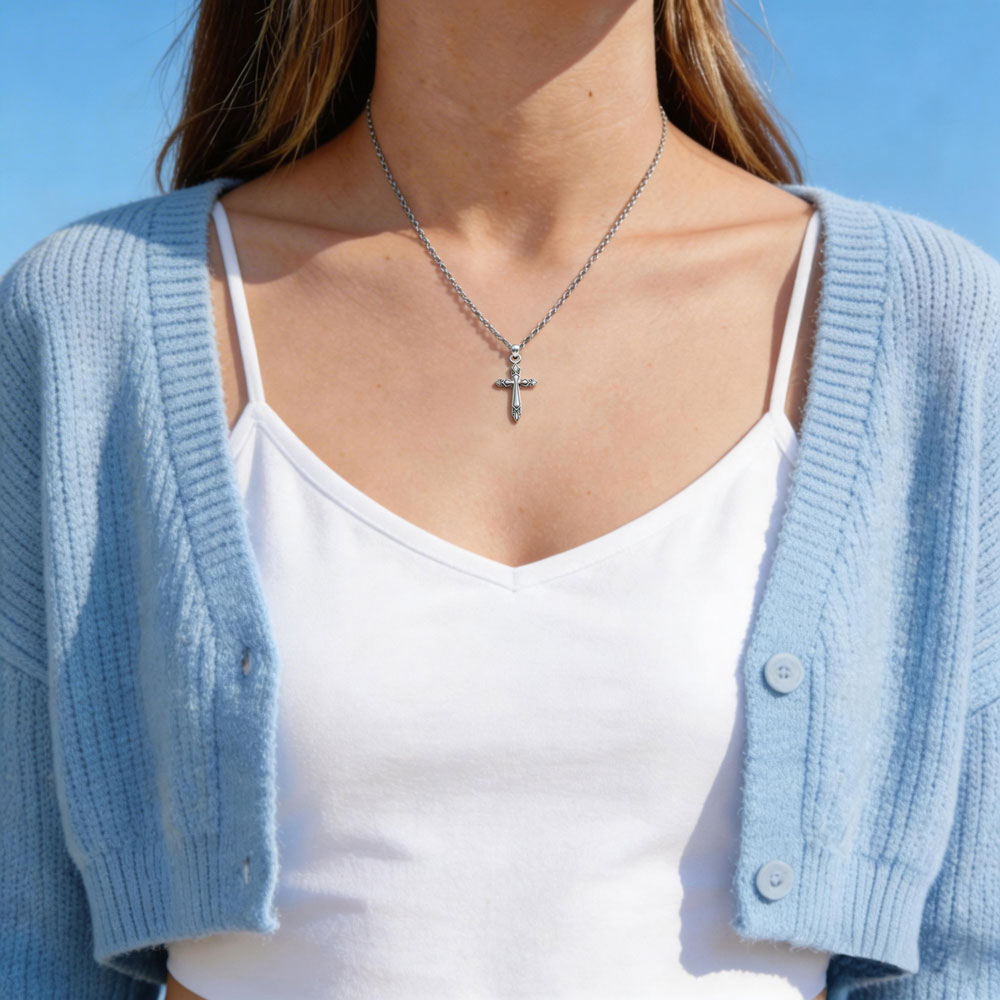 Peace Through The Cross Christian 925 Sterling Silver Necklace