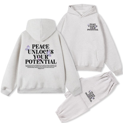 Peace Unlocks Your Potential Christian Fleece Hoodie Set