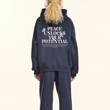 Peace Unlocks Your Potential Christian Fleece Hoodie Set