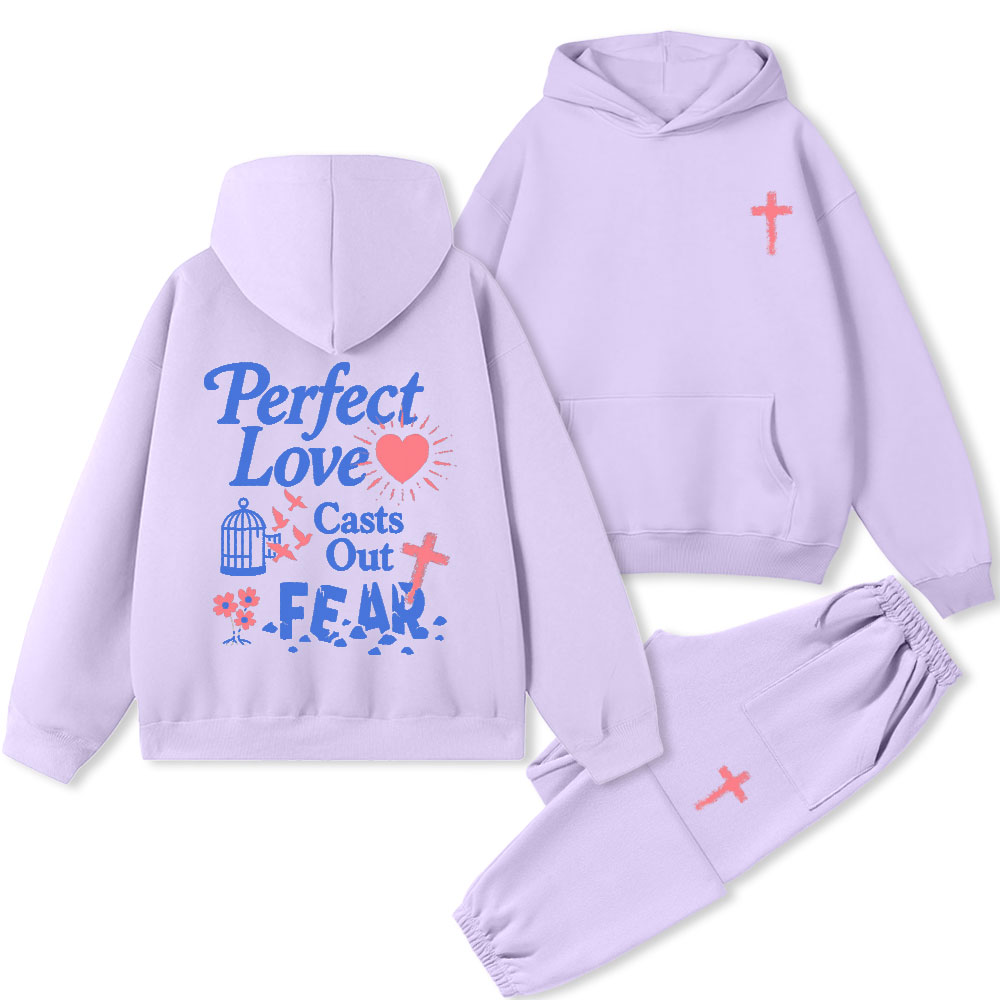 Perfect Love Casts Out Fear Christian Premium Fleece Hoodie Set