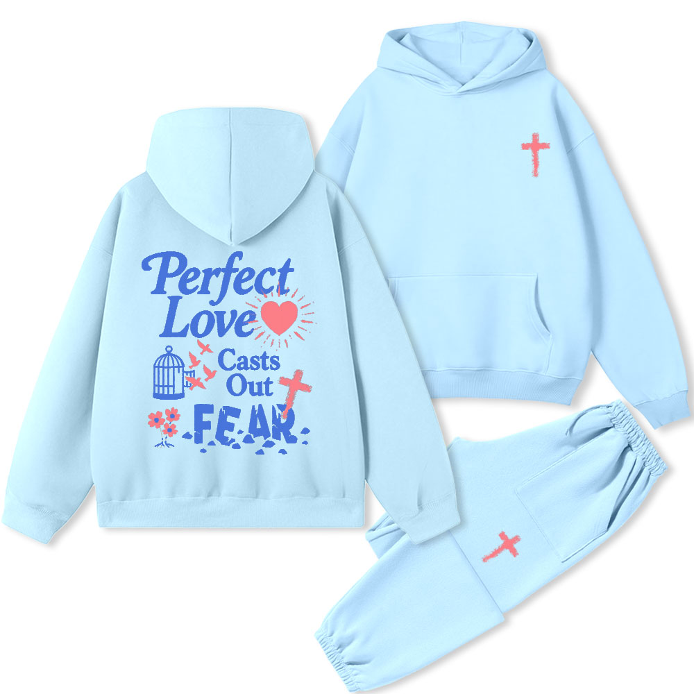Perfect Love Casts Out Fear Christian Premium Fleece Hoodie Set