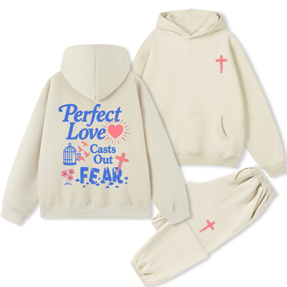 Perfect Love Casts Out Fear Christian Premium Fleece Hoodie Set