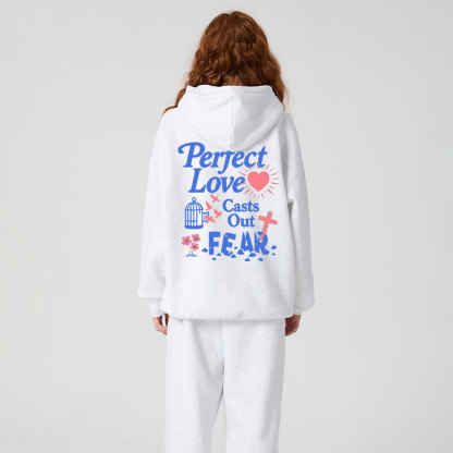Perfect Love Casts Out Fear Christian Premium Fleece Hoodie Set