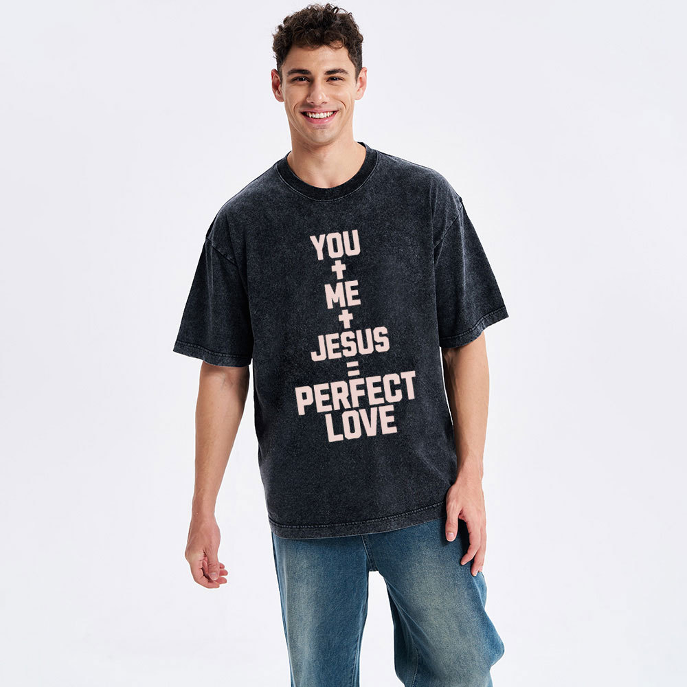 Perfect Love Chrsitian Couple Washed T-Shirt