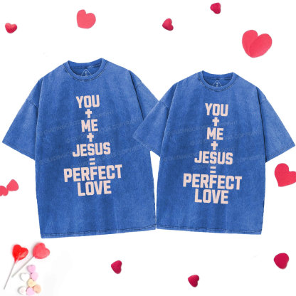 Perfect Love Chrsitian Couple Washed T-Shirt