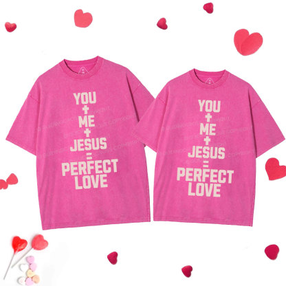 Perfect Love Chrsitian Couple Washed T-Shirt