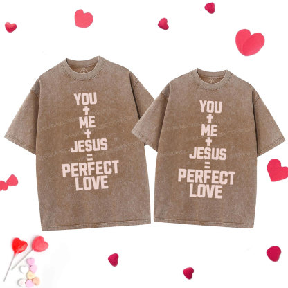 Perfect Love Chrsitian Couple Washed T-Shirt