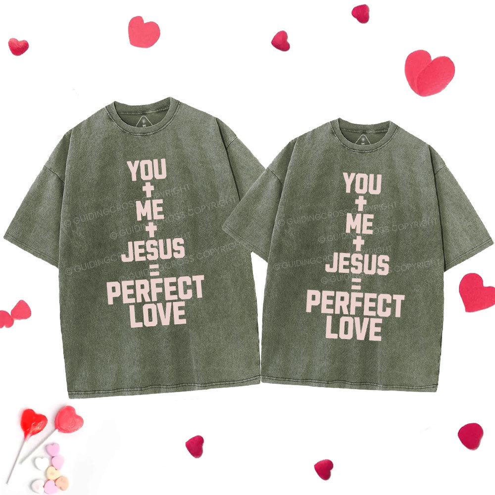 Perfect Love Chrsitian Couple Washed T-Shirt
