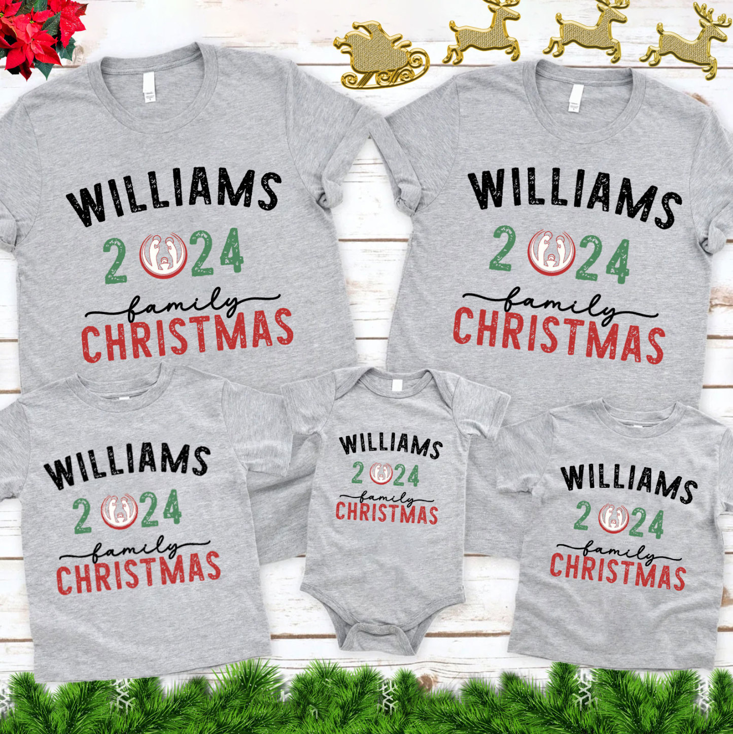 Personalized 2024 Family Christian Christmas Family Matching Shirts 