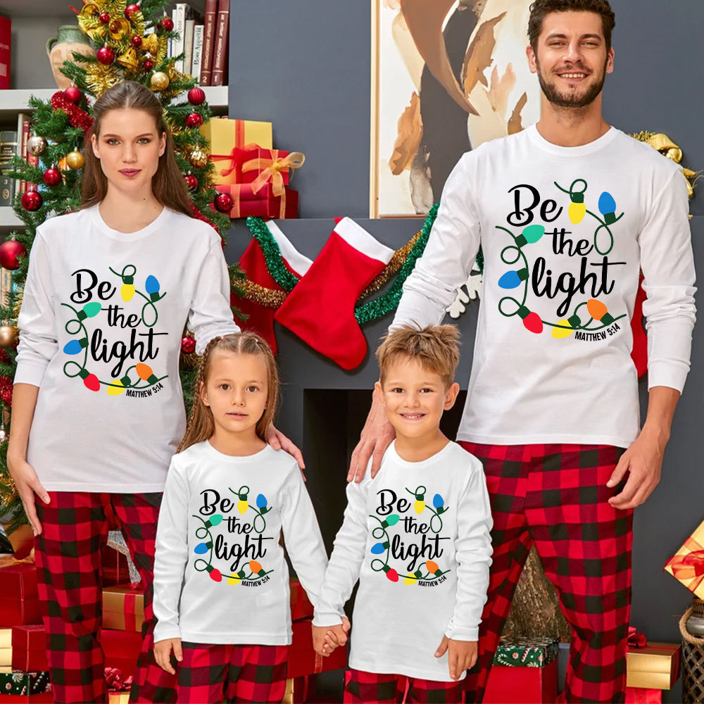 Personalized Be the Light Christmas Family Matching Long Sleeve Shirts