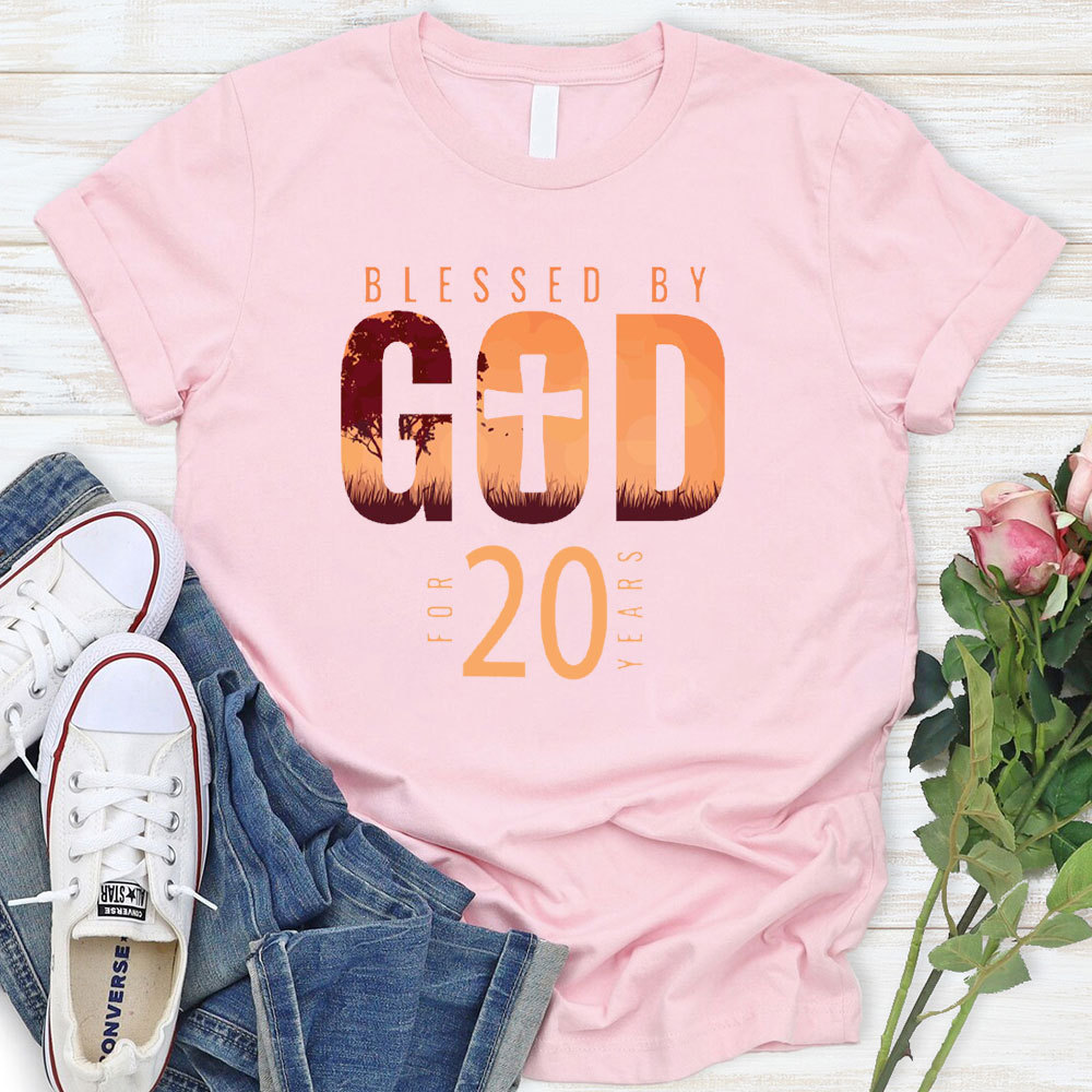 Personalized Blessed By God For 20 Years Christian T-Shirt