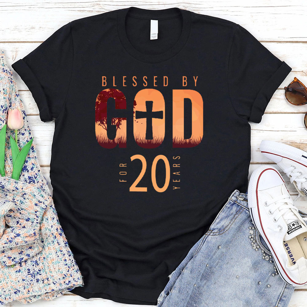 Personalized Blessed By God For 20 Years Christian T-Shirt