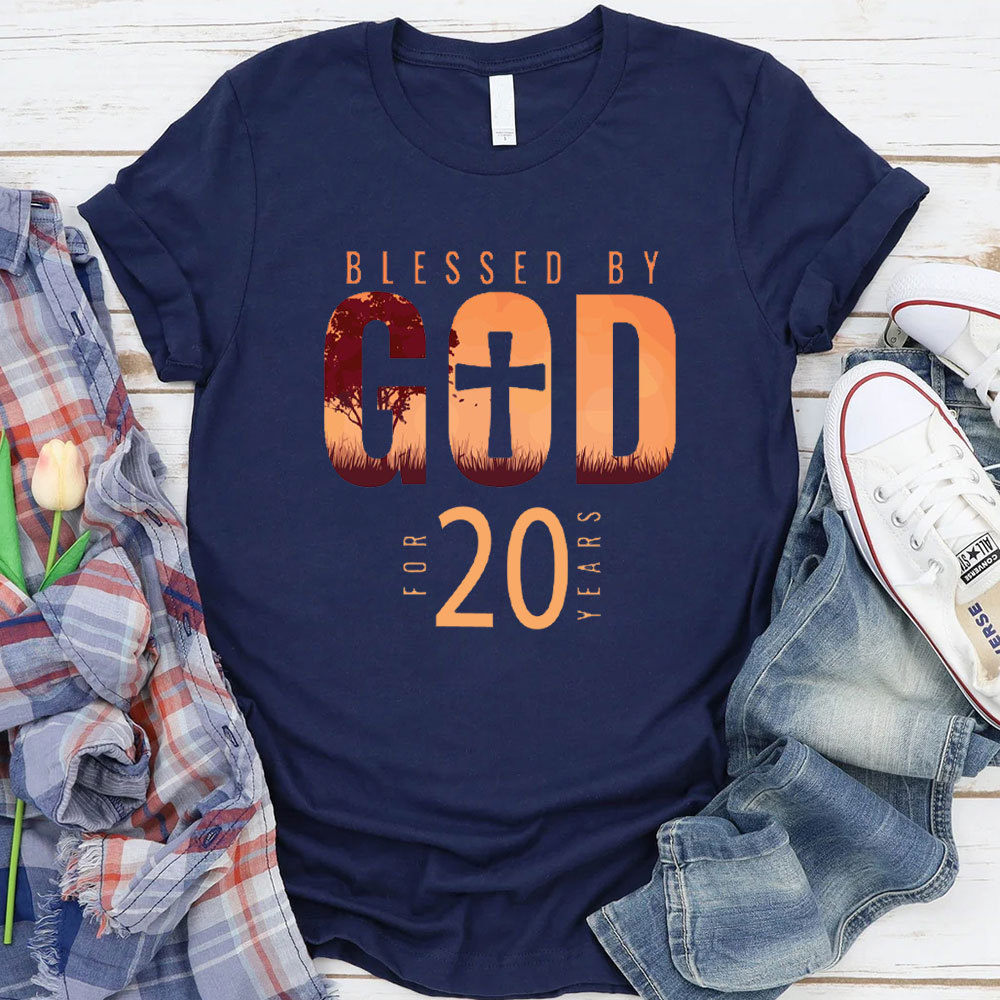 Personalized Blessed By God For 20 Years Christian T-Shirt