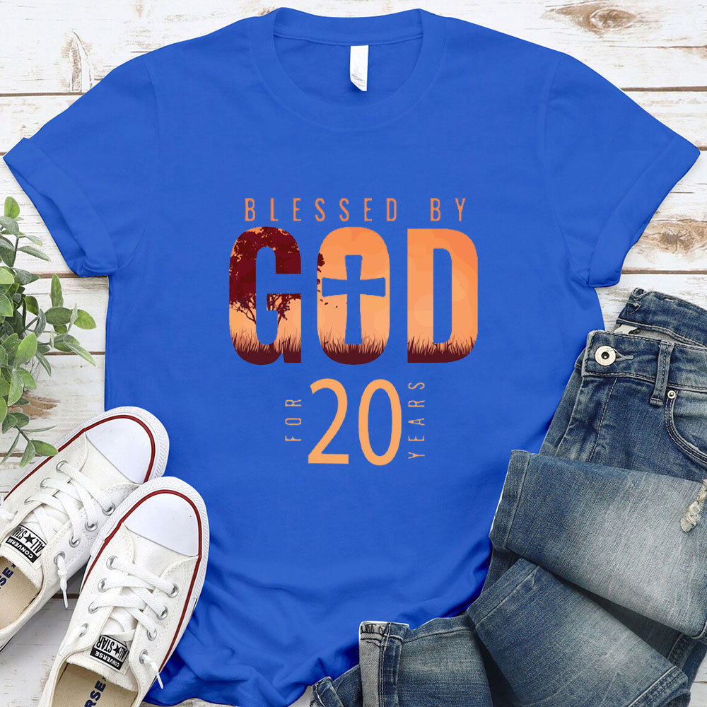 Personalized Blessed By God For 20 Years Christian T-Shirt